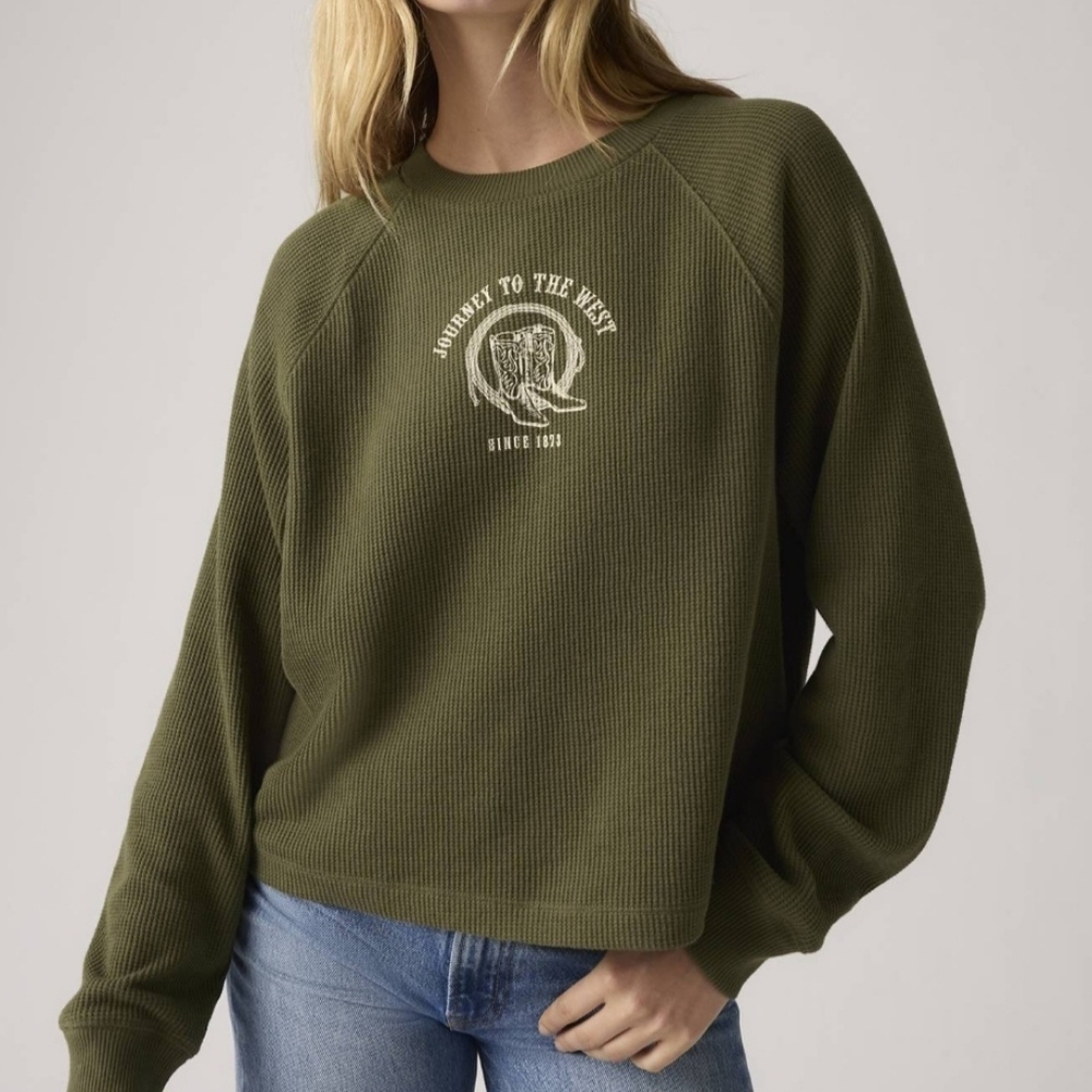 Levis Graphic Lassen Crewneck Ivy Green Size XL Relaxed Fit